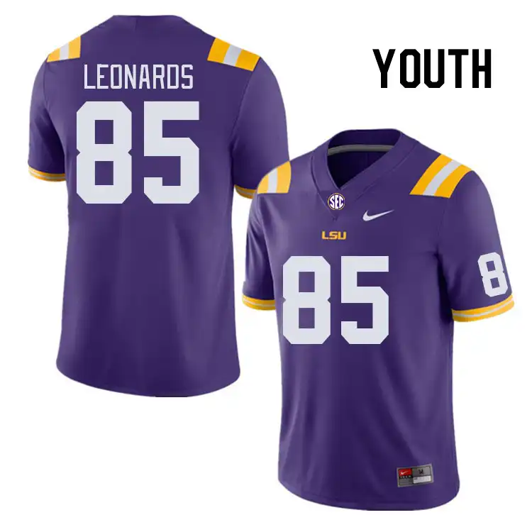 Youth LSU Tigers Gabe Leonards #85 Purple NCAA Football Jersey